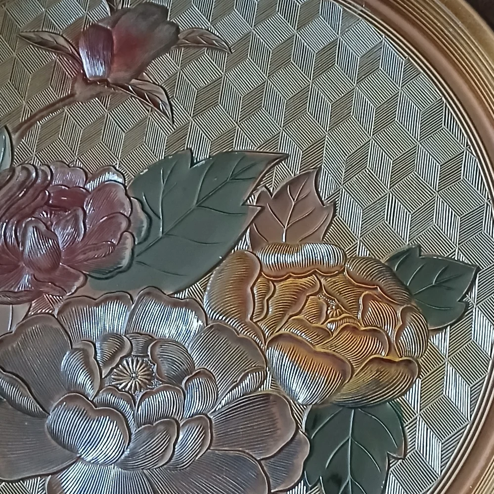 Vintage Japanese Lacquerware Floral Serving Tray